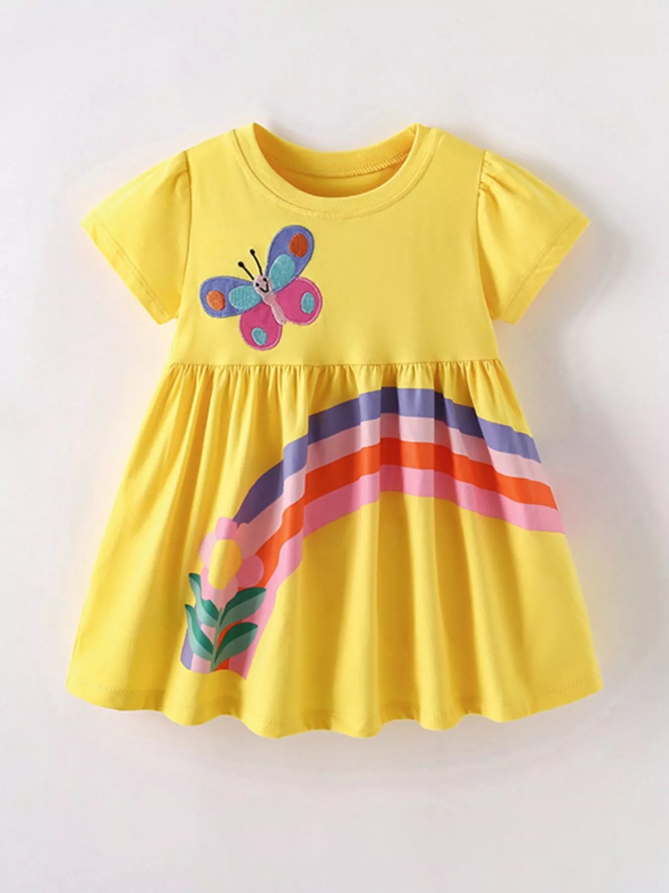 Children's Butterfly Rainbow Casual Dress - Little Janey Shop