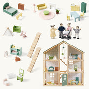 Tiny Land® Sweetwood Evergreen Dollhouse & Wooden Dollhouse Dolls