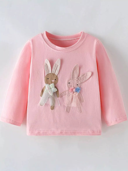 Children's Bunny Applique Long Sleeve T-Shirt - Little Janey Shop