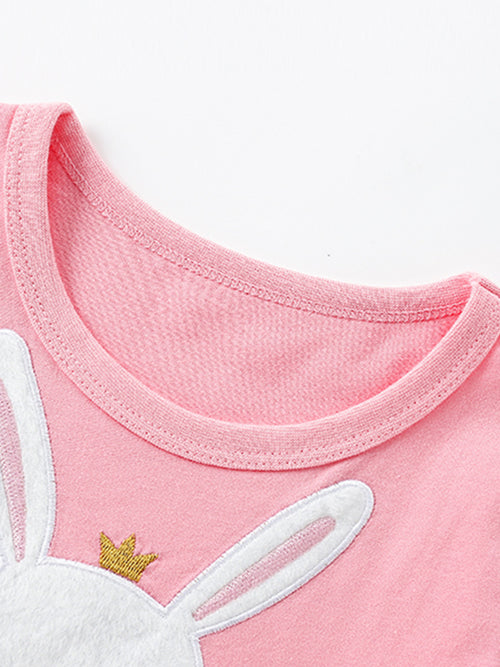 Children's Bunny Applique Tulle Layered Dress - Little Janey Shop