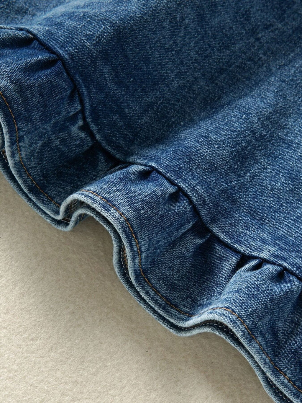 Girls' Ruffled Hem Denim Overall Dress | Dark Wash - Little Janey Shop