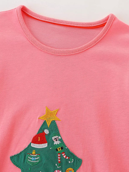 Children's Christmas Tree Long Sleeve Dress - Little Janey Shop