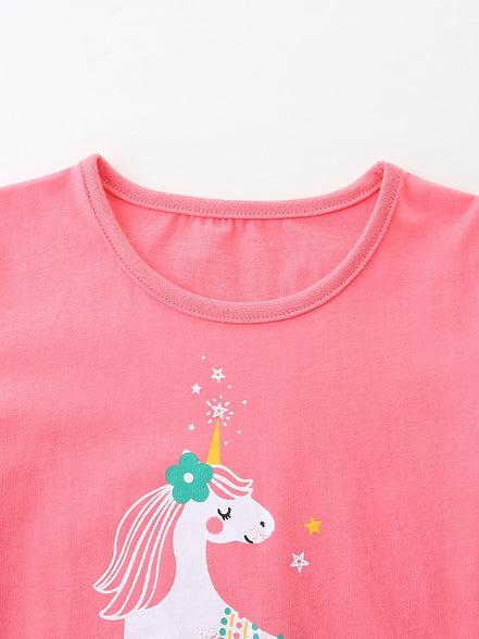 Children's Cute Unicorn Graphic Short Sleeve T-Shirt - Little Janey Shop