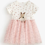 Children's Bunny Blush Pink Applique Tulle Dress - Little Janey Shop