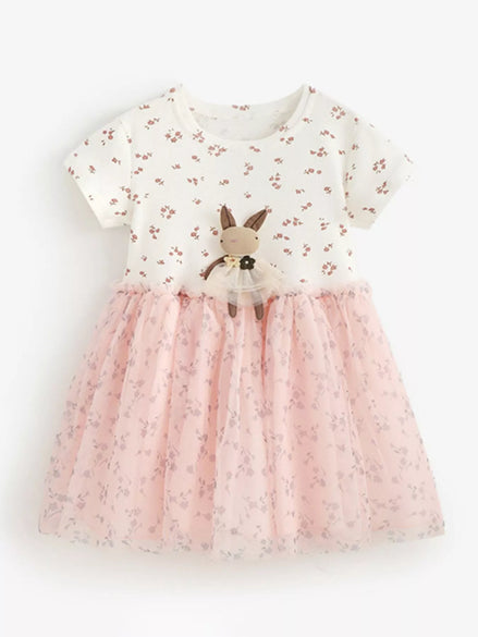 Children's Bunny Blush Pink Applique Tulle Dress - Little Janey Shop