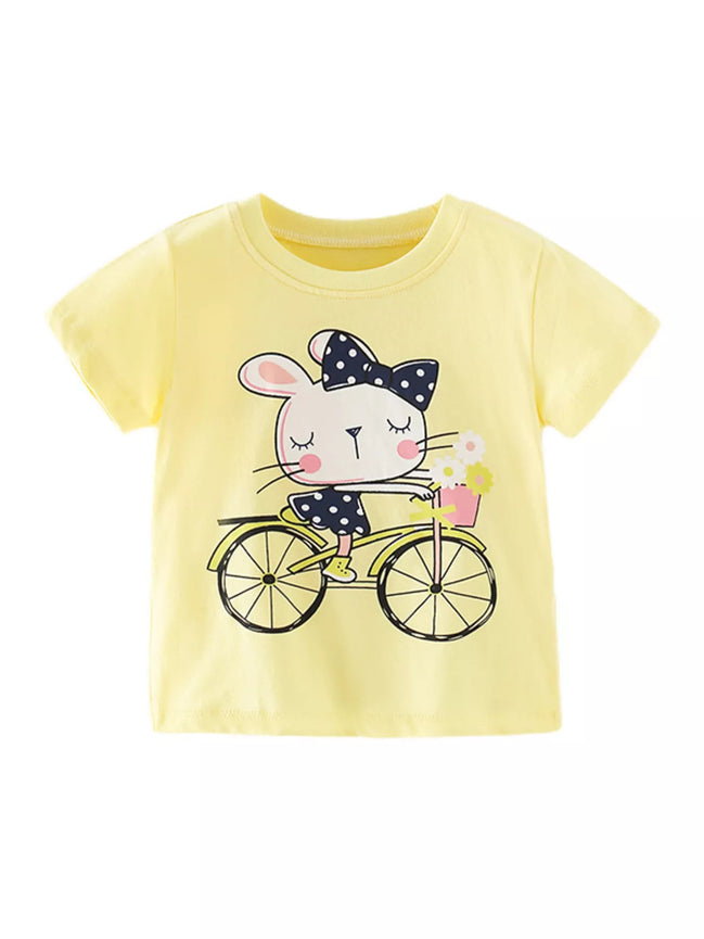 Children's Cartoon Rabbit Bicycle Short Sleeve T-Shirt - Little Janey Shop