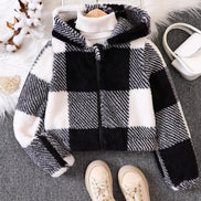 Children's Cozy Plaid Hooded Fleece Jacket - Little Janey Shop