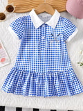 Children's Gingham Polo Collar Ruffle Hem Dress - Little Janey Shop