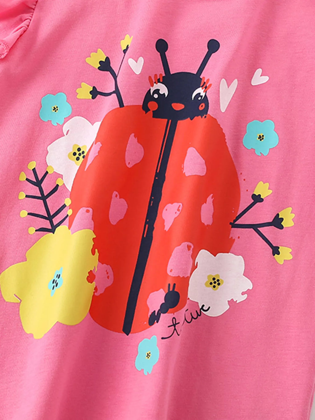 Children's Ladybug Graphic Ruffle Sleeve T-Shirt - Little Janey Shop