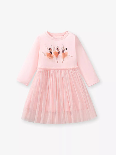 Children's Ballerina Long Sleeve Tulle Dress - Little Janey Shop