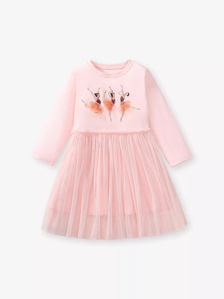 Children's Ballerina Long Sleeve Tulle Dress - Little Janey Shop