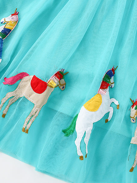 Children's Striped Unicorn Tulle Dress - Little Janey Shop