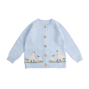 Blue goose cardigan sweater