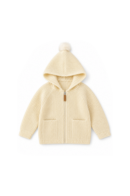 Apricot zipper cardigan sweater