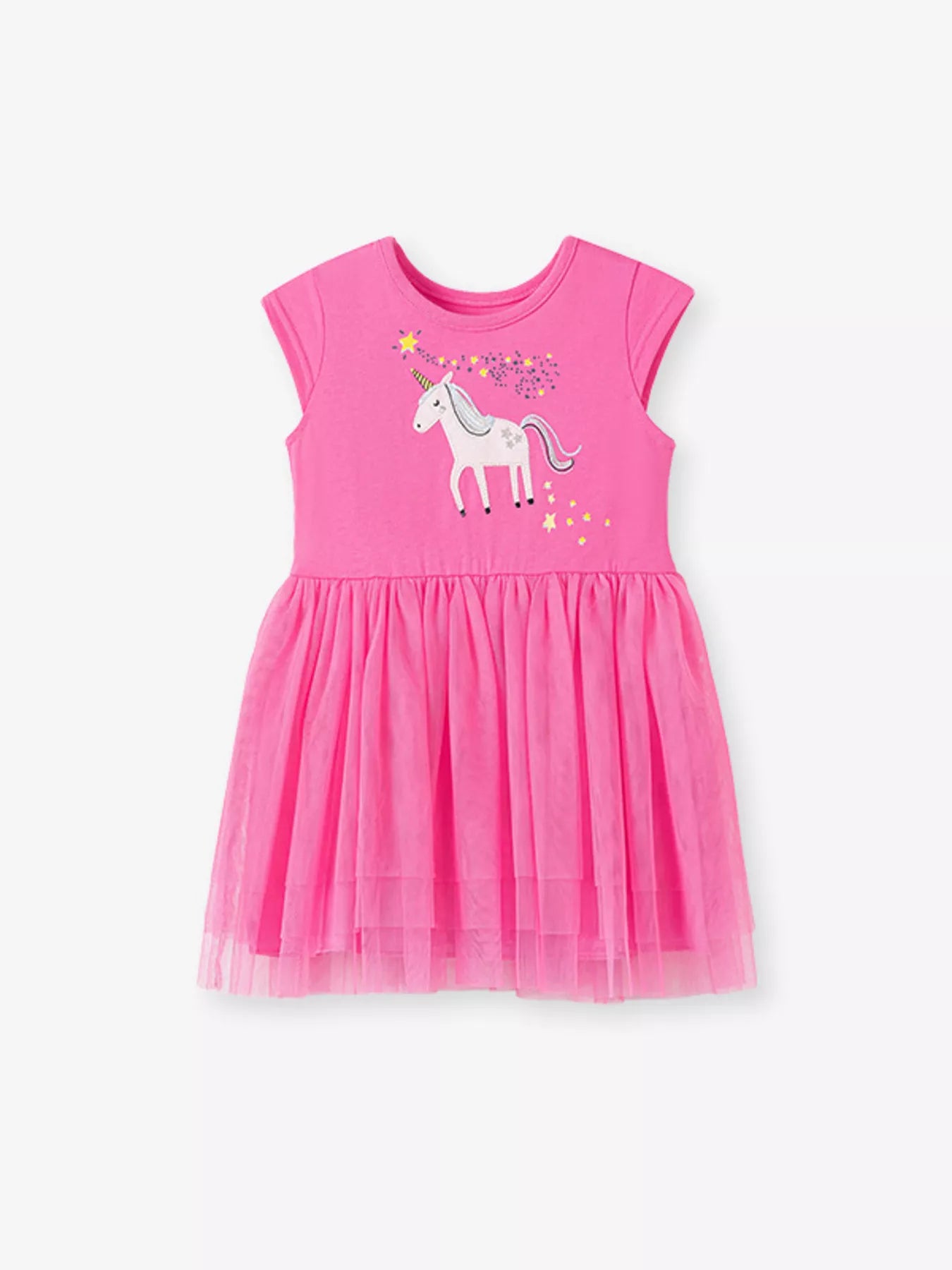 Children's Unicorn Round Neck Sleeveless Tulle Dress - Little Janey Shop