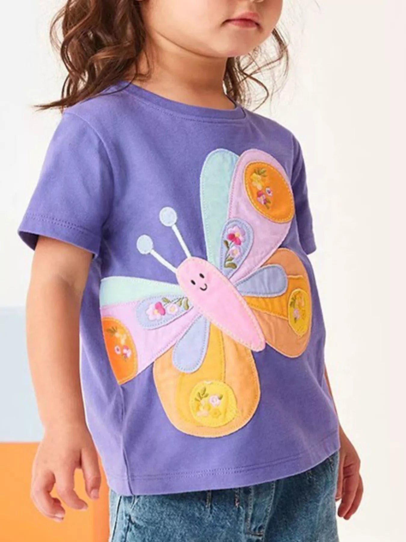 Children's Butterfly Embroidered Short Sleeve T-Shirt - Little Janey Shop