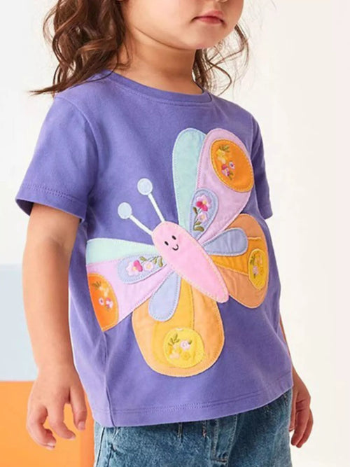 Children's Butterfly Embroidered Short Sleeve T-Shirt - Little Janey Shop