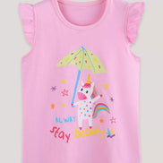 Children's Cute Unicorn Graphic Ruffle Sleeve T-Shirt - Little Janey Shop