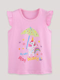 Children's Cute Unicorn Graphic Ruffle Sleeve T-Shirt - Little Janey Shop