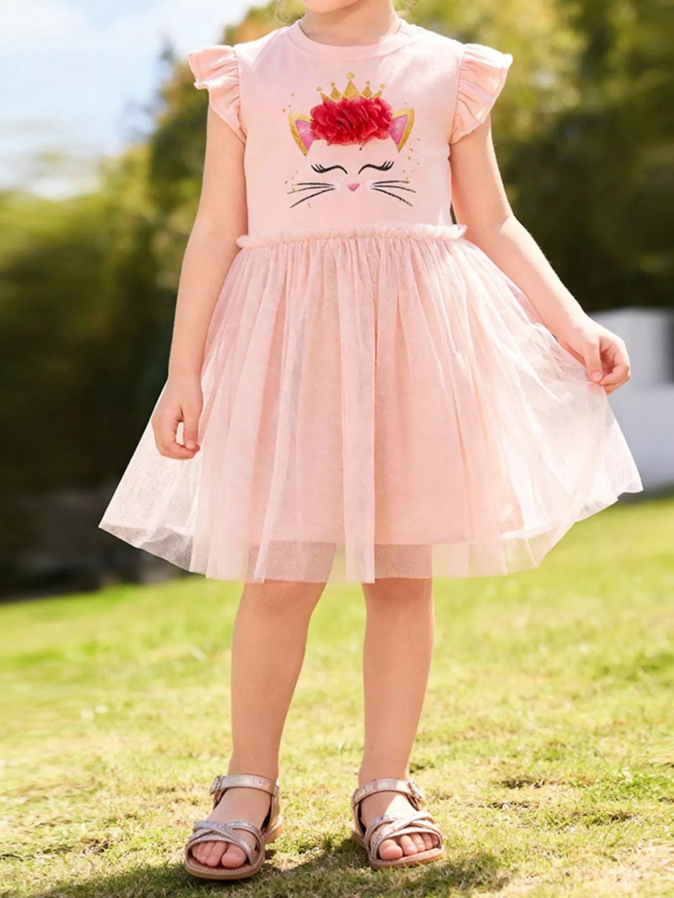 Children's Ruffled Sleeve Tulle Dress - Little Janey Shop