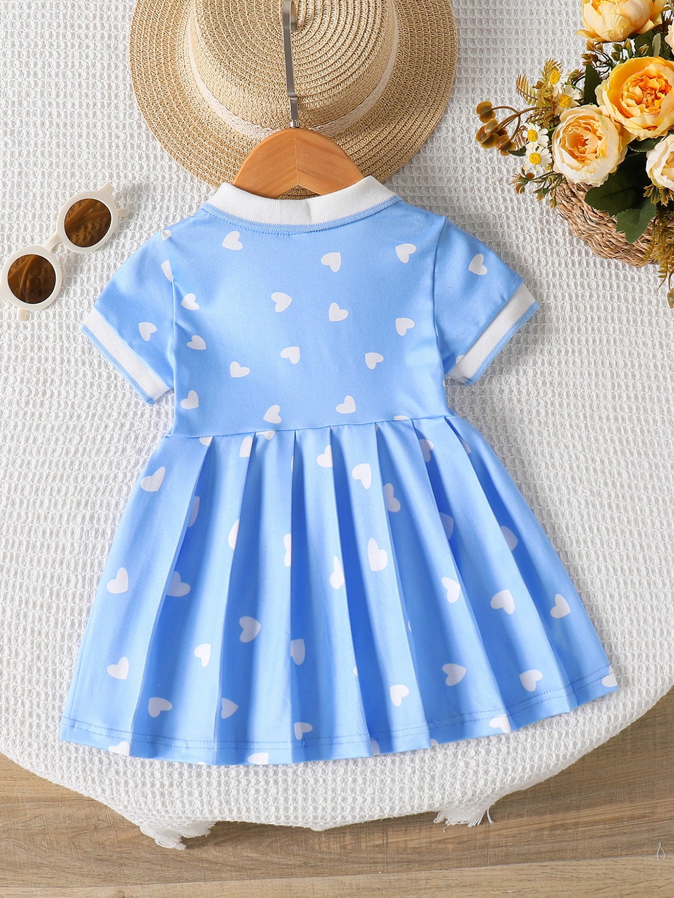 Children's Heart Print Pleated Dress - Little Janey Shop