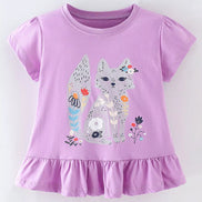 Children's Fox Graphic Ruffle Hem T-Shirt - Little Janey Shop