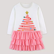 Children's Christmas Tree Ruffle Layered Dress - Little Janey Shop