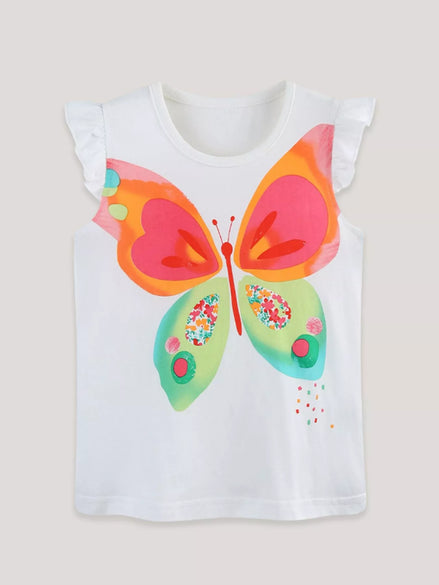 Children's Butterfly Graphic Ruffle Sleeve T-Shirt - Little Janey Shop