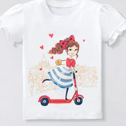Girls' Scooter Graphic Ruffle Sleeve T-Shirt | 100% Cotton | Sizes 2 - 3Y–8Y - Little Janey Shop