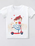 Girls' Scooter Graphic Ruffle Sleeve T-Shirt | 100% Cotton | Sizes 2 - 3Y–8Y - Little Janey Shop
