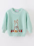 Blue hand-embroidery bunny pullover sweater