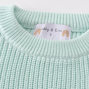 Blue hand-embroidery bunny pullover sweater