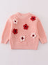 Pink floral hand-embroidery jumper sweater