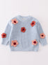 Blue floral hand-embroidery jumper sweater