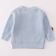 Blue floral hand-embroidery jumper sweater