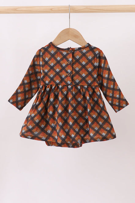 Premium brown plaid muslin bubble