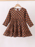 Premium brown plaid muslin dress