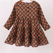 Premium brown plaid muslin dress