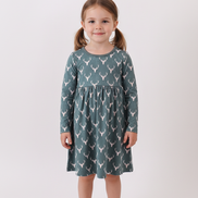 Premium forest reindeer print bamboo dress