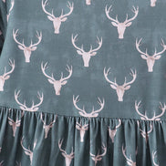 Premium forest reindeer print bamboo dress