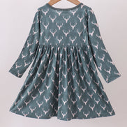 Premium forest reindeer print bamboo dress