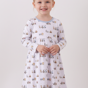 Premium blue character print bamboo dress