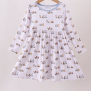 Premium blue character print bamboo dress