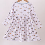 Premium blue character print bamboo dress