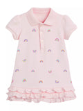 Girls' Rainbow Ruffle Hem Polo Dress | 100% Cotton | Sizes 2Y–7Y - Little Janey Shop