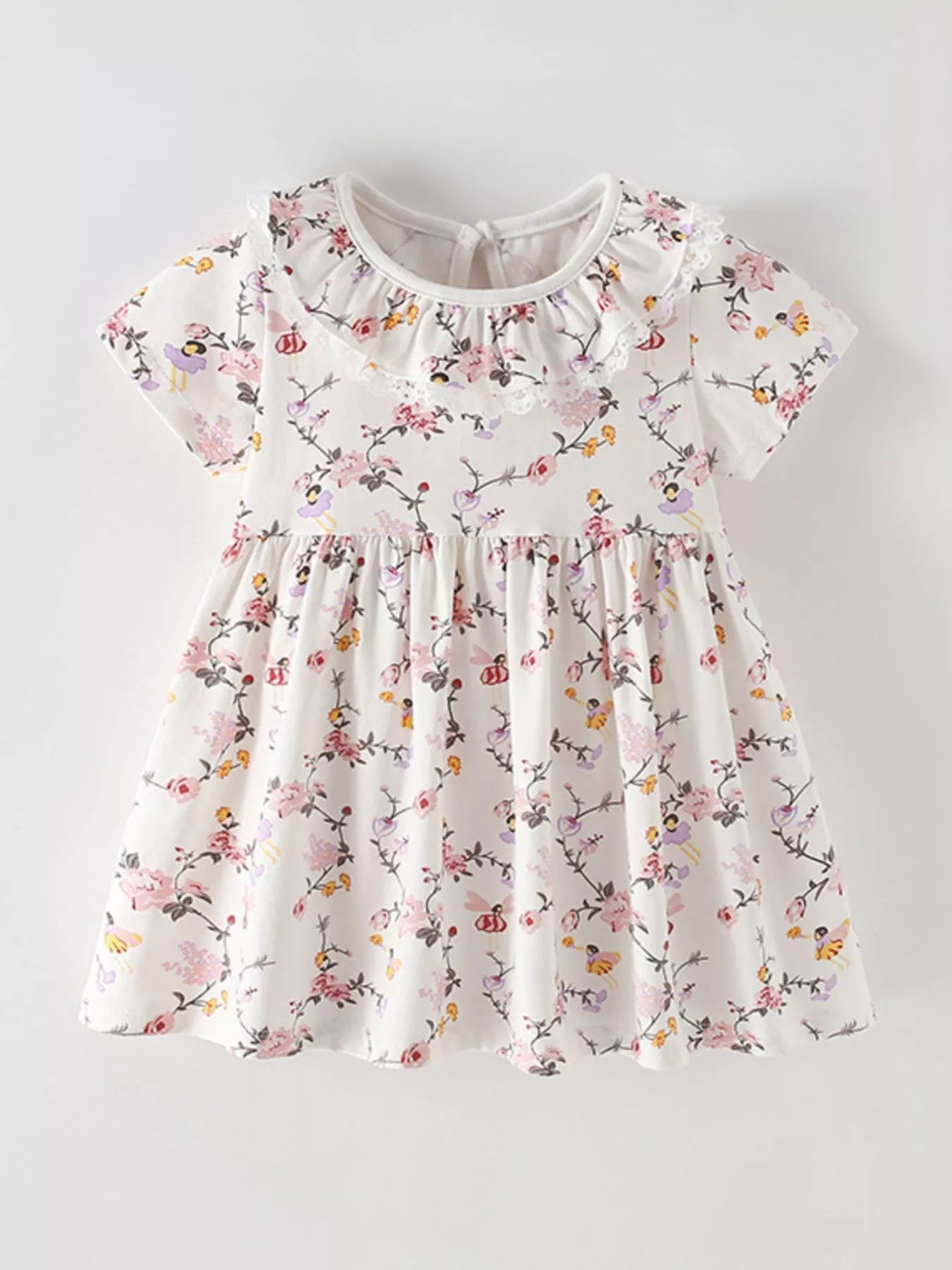 Children's Floral Print Ruffle Collar Dress - Little Janey Shop