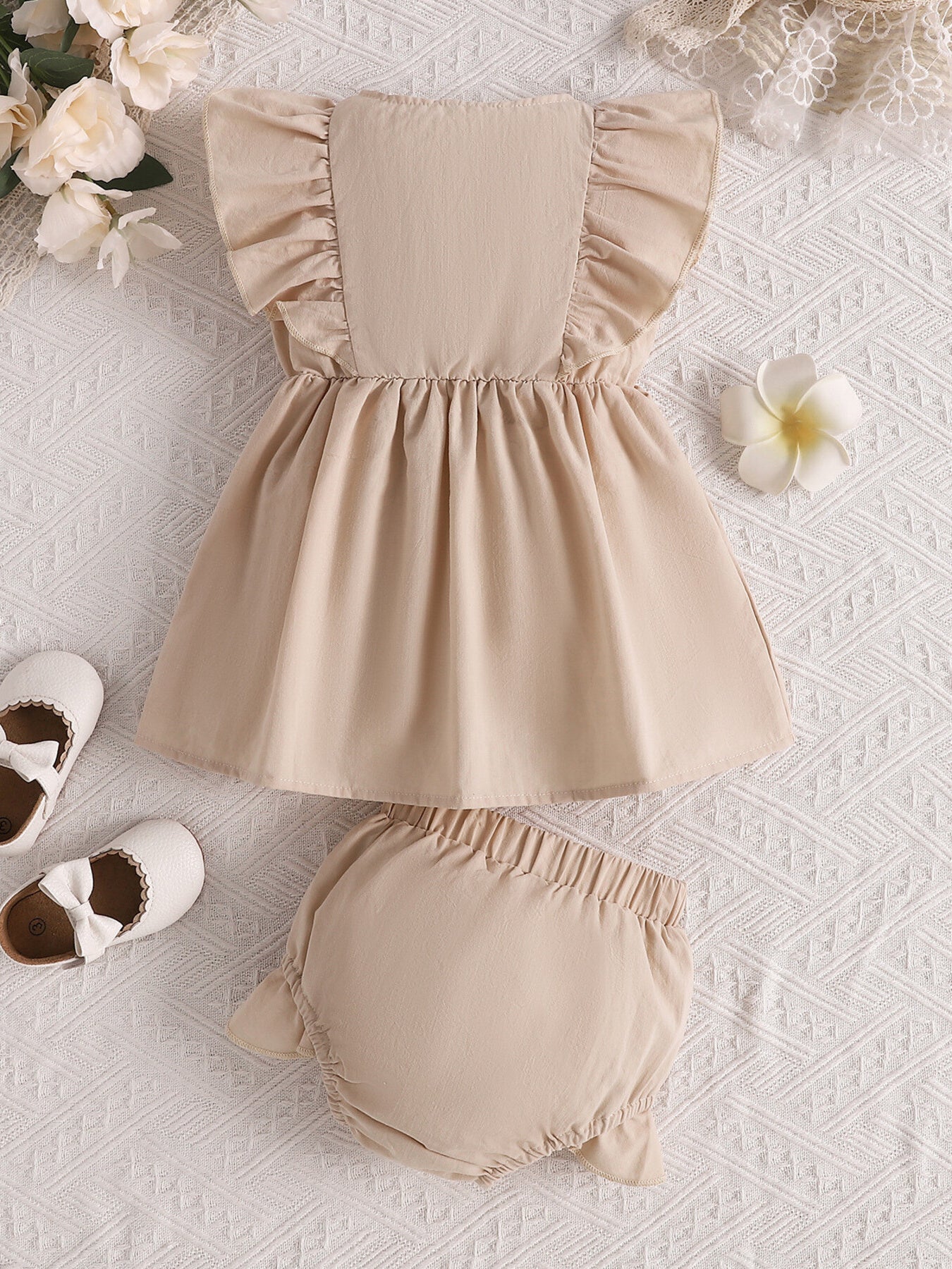 Children's Ruffle Trim Button Front Top and Shorts Set - Little Janey Shop