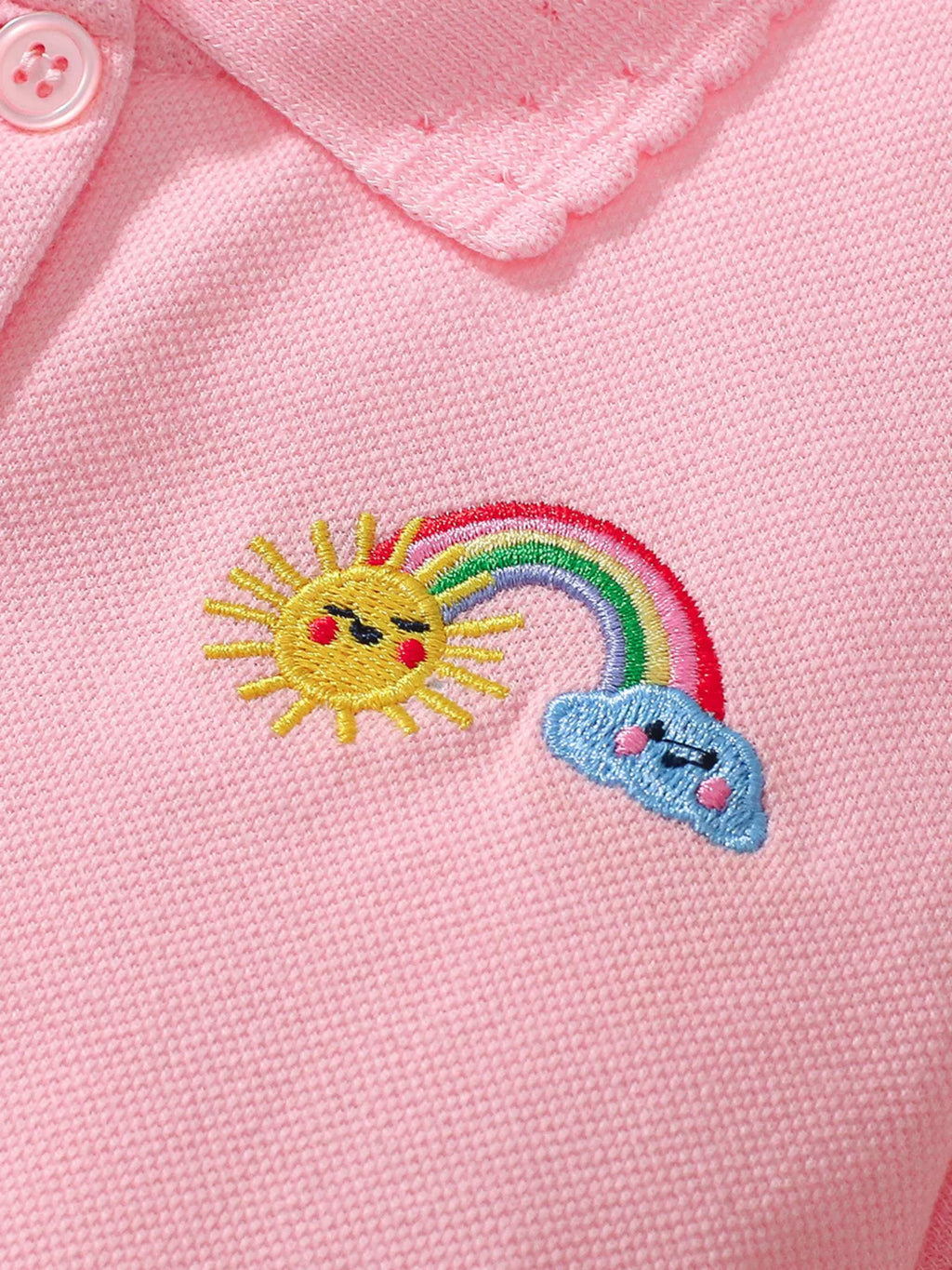 Children's Rainbow Embroidered Polo Dress - Little Janey Shop
