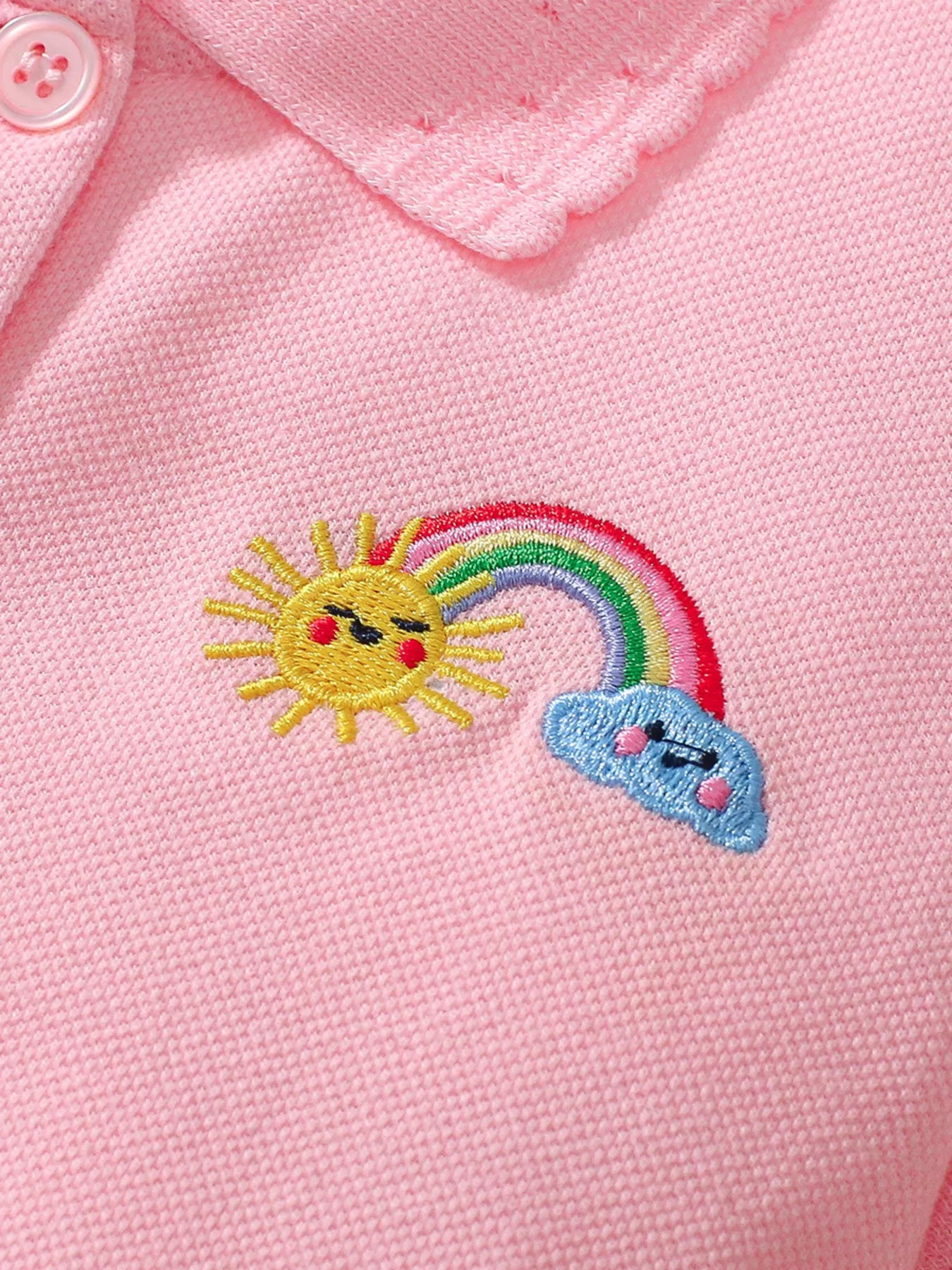 Children's Rainbow Embroidered Polo Dress - Little Janey Shop