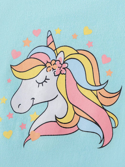 Children's Unicorn Graphic Rainbow Tulle Layered Dress - Little Janey Shop